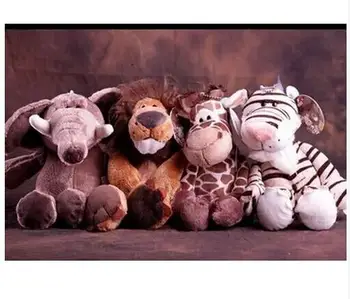 NICI serijos 10inch džiunglių gyvūnų serijos, džiunglių liūtas, tigras ,žirafą ir dramblį žaislai, 4 vnt/daug vaikiška dovana CL-1 9956