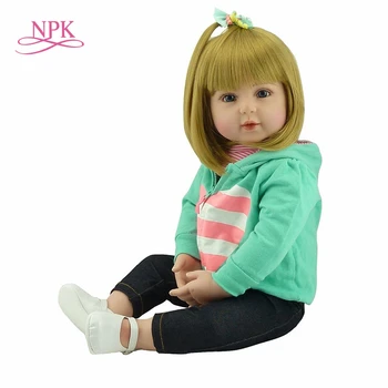 NPK Lėlės Reborn 47/60cm Minkštos Silikono Reborn Baby Lėlės Vinilo Žaislai Didelis Lėlės Mergaitėms Kūdikių Lėlės Su Šviesūs plaukai