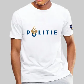 Nyderlandai Politie Negabaritinių transporto rūšių trumpomis rankovėmis marškinėlius vyrai didelio dydžio spausdintos marškinėlius homme reguliariai atsitiktinis viršūnes atspausdinta tee vyrams