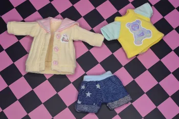 Ob11 kūdikių dress BJD PD9 TGS lėlės drabužiai Rudenį ir žiemą rutinos išvykas kostiumas kailis+t-shirt+ziajać lėlės priedai