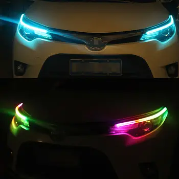 OKEEN 2vnt Automobilių Eilės Teka RGB Šviesos važiavimui Dieną DRL APP Įvairių Spalvų LED Šviesos Juostelės Posūkio Signalo Žibintai priekinių Žibintų
