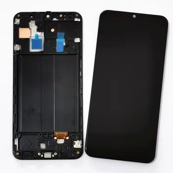 OLED LCD Samsung Galaxy A30 LCD Ekranas, Jutiklinis ekranas skaitmeninis keitiklis Samsung A30 A305 LCD Pakeitimas Su karkasu