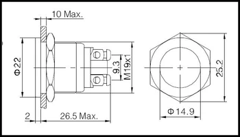 ONPOW 19mm Nerūdijančio Plieno Metalo Mygtukas Jungiklis Automobilio Ragų Doorbell Jungiklis Automatinis Atstatymas (GQ19PF-10/S) CE,ROHS