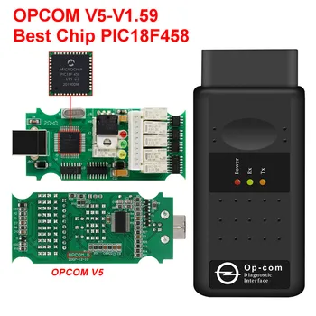 OPCOM V5 OP COM su PIC18F458 OBD2 CAN MAGISTRALĖS OP-COM V1 V5.99 Geriausias Scanner Diagnostikos Įrankis