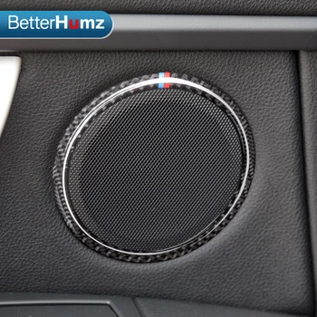 Optikos automobilių garso Anglies Pluošto garsiakalbių durų garsiakalbis apdaila lipdukas padengti bmw F30 F34 3GT 3 Sereis Dekoratyvinis apskritimo žiedas