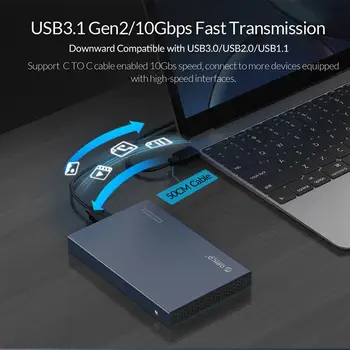 ORICO 2,5 Colio Tipo-C Standžiojo Disko Dėžutė USB3.1 10Gbps Išorės Aliuminio Lydinio Saugojimo Įrenginį Prijungti Ir Leisti Tinka HDD SSD SSHD