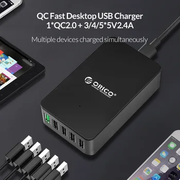 ORICO QC2.0 USB Įkroviklis 5 Uoste, Stalinis Įkroviklis, skirtas Samsung 