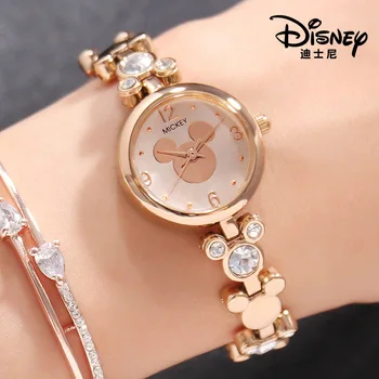 Originali Disney Ponios Moterų Laikrodžiai Mickey Avataras Formos Žiūrėti Grandinės Diamond Laikrodis Studentų Mergina Riešo Žiūrėti Su dėžute