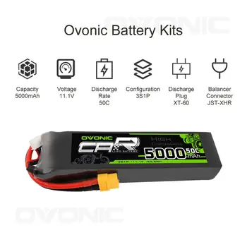 OVONIC 5000mAh RC Baterija 11.1 V 3S 50C Lipo Akumuliatorius Su XT60 & Trx Kištukas Velniop/E-Revo/UDR/X-Maxx