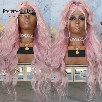 Pageidaujamas Pearl Pink Prarasti Banga Peruką Prieš Nupeštos Platinum Blonde Nėriniai Priekiniai Žmogaus Plaukų Perukai Remy Skaidrus Nėriniai Perukai Moterims