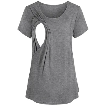 Palaidinės Šėrimo Medvilnės Motinystės Marškinėliai Nėštumo Viršūnes Moterų trumpomis Rankovėmis Dryžuotas Slaugos Viršūnės T-shirt Krūtimi Viršų