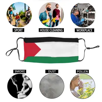 Palestinos Vėliava Ne Vienkartiniai Spausdinti Burnos, Veido Kaukė Anti Šalto Vėjo Įrodymas Lankelį, apsauginis Dangtis Respiratorius Suaugusiems