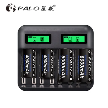 PALO 8 Slots smart LCD Ekranas AA Baterijos Kroviklis AA, AAA PK C D dydžio baterija 1.2 V Ni-MH Ni-CD įkrovimo baterija baterijos