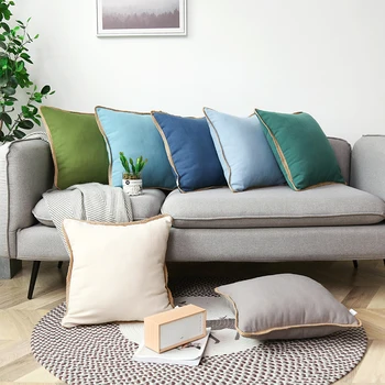 Paprasta vientisos spalvos pagalvėlė padengti didelių kvadratinių kanapių apdaila užvalkalas dekoratyvinis juosmens pagalvės užvalkalą 45X45/60X60/70X70CM