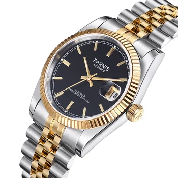 Parnis Vyrai žiūrėti 2018 Prabangos Prekės Aukso Automatinis laikrodis Vyrams, Moterims, Elegantiškas Diamond Nerūdijančio Apyrankės, Laikrodžiai PA2112 18917