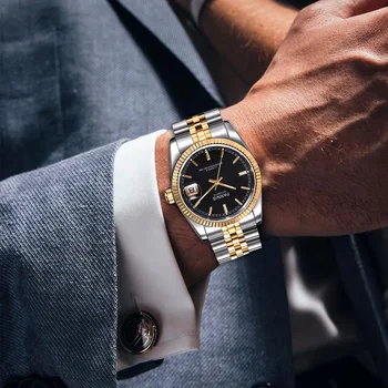 Parnis Vyrai žiūrėti 2018 Prabangos Prekės Aukso Automatinis laikrodis Vyrams, Moterims, Elegantiškas Diamond Nerūdijančio Apyrankės, Laikrodžiai PA2112