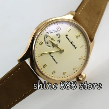 Parnis šviesiai geltonos spalvos ciferblatas aukso atveju 6497 judėjimas vertus likvidavimo mens watch
