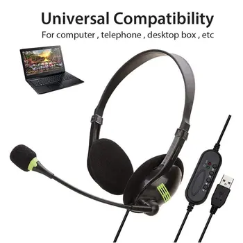 Patogus USB Ausines Kompiuterių Su HD Mikrofonas Multi-Key Moterų PC Laidinė laisvų Rankų Darbo Žaidimų Stereo Ausinių