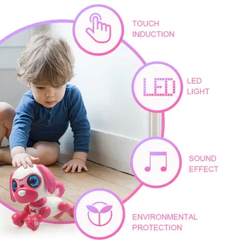Pažangi RC Robotas Šuns Žaislas Smart Elektroninių Augintiniai, Šunų Vaikai Žaislų Mielas Gyvūnų LED Akis Garso Įrašymo Dainuoti Miego Intelektualūs Žaislai