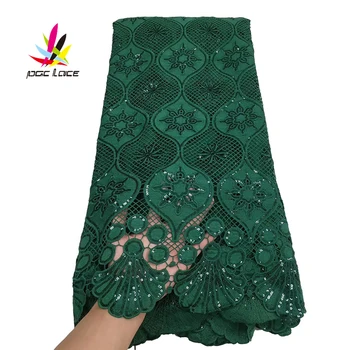 Pieno Šilko Blizgančiais Audinių, Nėrinių Audinys su Smaragdas Žalia Spalva Afrikos, Nigerijos Quanlity Siuvinėjimo Naujo Stiliaus Dizaino Suknelė