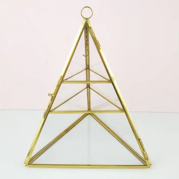 Piramidės Veidrodinį skaidraus Stiklo Papuošalų Dėžutė Ekrano Dėklas 3Tiers Pakabukas Saugojimo Dėžutė