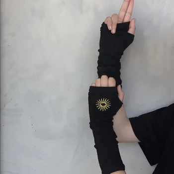 Pirštų pirštinės ilgai Rankos dėvėti Kieto Naujas Harajuku siuvinėti rankogaliai pirštinės vyrams, moterims vasaros plonas glovers apsauga nuo saulės 9719