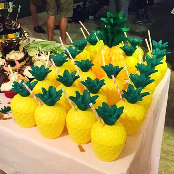 Plastikiniai ananasų/Kokoso, puodelio Gerti Sulčių taurė Vasaros flamingo Gimtadienio Havajai Beach party 
