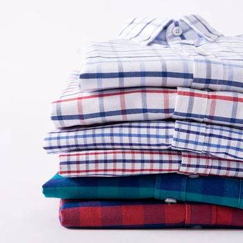 Pledas Marškiniai Vyrams Atsitiktinis Storio ir tankio medvilnės oksfordo ilgomis rankovėmis languotas vyriški marškiniai Verslo Rudenį 2020 Kokybės Drabužius