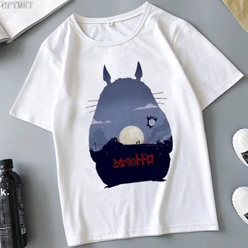 Plus size viršūnes moteriški marškinėliai mados juokinga Totoro print T shirt vasaros Harajuku Streetwear O-Kaklo trumpomis rankovėmis Marškinėlius drabužiai