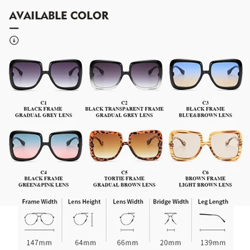 Ponios Negabaritinių Akiniai nuo saulės Moterims 2020 Aikštėje Tendencija Moterų Gradientas Saulės akiniai Didelis Rėmas UV400 Vasaros Stiliaus Atspalvių Oculos 8340