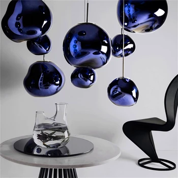 Postmodernios Mėlyno Stiklo Sietynas Blizgesio Led Lava Lempa Sietynas Kambarį Vidaus Apšvietimas, Išplėštais Nemokamas Pristatymas 32105