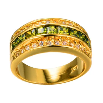 Prabanga Moterų Alyvuogių Žalia Kristalų Papuošalai Žavesio Aukso Spalvos Vestuviniai Žiedai Moterims Derliaus Cirkonis Geometrinis Didelis Vestuvinis Žiedas