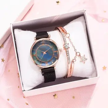 Prabanga Moterų Laikrodžiai Magnetas Akių Juostos Rožinė Aukso Cirkonio Žiūrėti Apyrankę Nustatyti Romėnišką Laikrodžiai Moterims Reloj Mujer Dovanos 23033