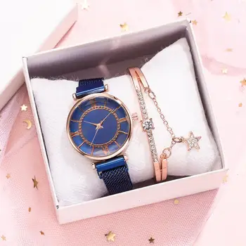 Prabanga Moterų Laikrodžiai Magnetas Akių Juostos Rožinė Aukso Cirkonio Žiūrėti Apyrankę Nustatyti Romėnišką Laikrodžiai Moterims Reloj Mujer Dovanos