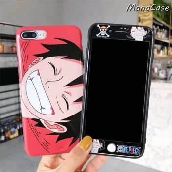 Prabangos Vienas Gabalas Screen Protector Anime Telefono dėklas Skirtas iPhone 11 Pro Max X XS MAX XR 6 6s 7 8 Plius Minkštas Klijai Galinio Dangtelio Atveju