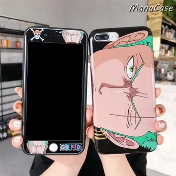 Prabangos Vienas Gabalas Screen Protector Anime Telefono dėklas Skirtas iPhone 11 Pro Max X XS MAX XR 6 6s 7 8 Plius Minkštas Klijai Galinio Dangtelio Atveju