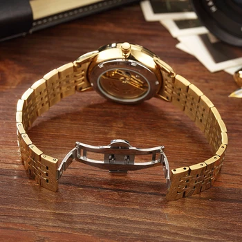 Prabangus Aukso Drakonas Automatinis Mechaninis laikrodis Top Brand Skeletas Žiūrėti Savęs Vėjo Laikrodis Laikrodis relogios masculino Dovanų Dėžutėje