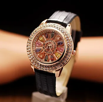 Prabangus, Elegantiškas Moterų Laikrodžiai Mados Lady natūralios Odos Diamond Lentelė Suknelė Žiūrėti Ponia Laikrodis kalnų krištolas laikrodžiai Laikrodis