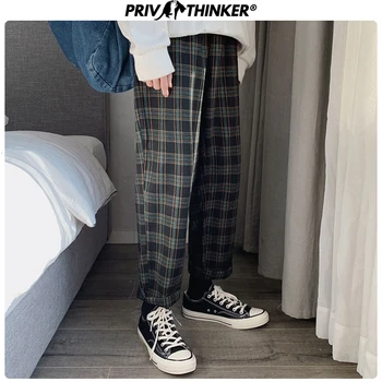Privathinker 2020 Naujas Mados Vyras Prarasti Dryžuotas Ilgio Kelnės Korėjos Vyrų Pledas Atsitiktinis Kelnės Negabaritinių Streetwear Poilsiu 3426