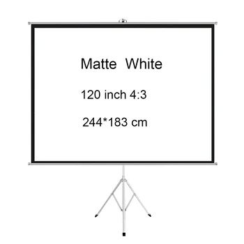 Projektoriaus Ekranas su Stovu 120 colių - Patalpų Lauko Matt White Projekcijos Ekranas 4:3 HD Premium be Raukšlių Trikojis Ekranas