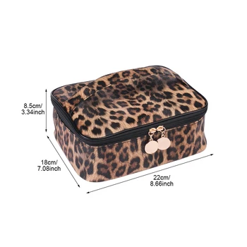 PU Leopard Makiažas Organizatorius Mergina Kelionės Kosmetikos Dėžutės Moterų Kelionę Vonios kambarys, tualetinių reikmenų Plovimo Atveju, Lūpų makiažą Šepečių Laikikliai
