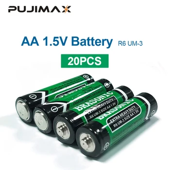 PUJIMAX AA Baterijos 20PCS 1,5 V LR6 AM3 E91 MN1500 Anglies cinko Sausas Baterija Pirminės Baterijos MP3 vaizdo kameros blykstė razor elektros žaislas