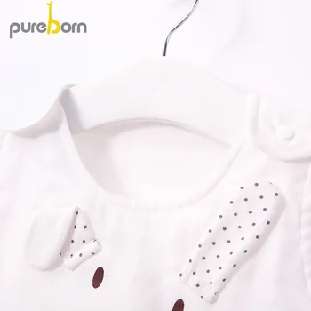 Pureborn Baby Girl Bodysuit Animacinių filmų Zuikis su Metų Rankovių Kūdikių Onesies Kvėpuojantis Medvilnės Vasaros vaikiški Drabužiai