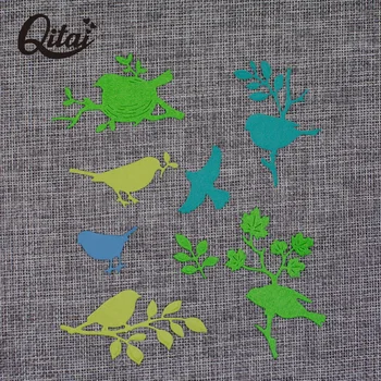 QITAI 8pcs Paukščių ir gėlių ir lapų Metalo Pjovimo Miršta dekoracija namuose 