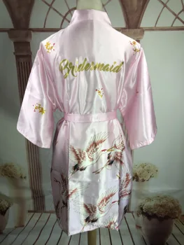 R18 Seksualus Satino Gėlių Apdaila Kimono Vestuvinius Drabužius Aukso Blizgučiai Nuotaka Bridesmaid, naktiniai drabužiai Pižamą suknelė Šalis Sleepwear Moterims