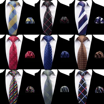 RBOCOTT Pledas Kaklaraištis Nustatyti Vyrų Mados Necktie Nosinė, Vyrų Klasikinio Dryžuotas Kaklo Kaklaraištis 8 cm Raudona Mėlyna Ruda Vestuvių