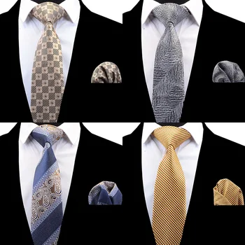 RBOCOTT Pledas Kaklaraištis Nustatyti Vyrų Mados Necktie Nosinė, Vyrų Klasikinio Dryžuotas Kaklo Kaklaraištis 8 cm Raudona Mėlyna Ruda Vestuvių