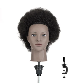 Realus Žmogaus Plaukų Afro Mokymo Vadovas Kirpyklos Praktikos Manekenas ir Apkaba Galvos Lėlės Kirpyklos Maniquin Vadovas