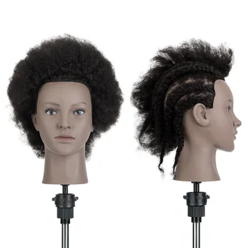 Realus Žmogaus Plaukų Afro Mokymo Vadovas Kirpyklos Praktikos Manekenas ir Apkaba Galvos Lėlės Kirpyklos Maniquin Vadovas