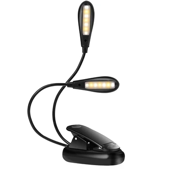 Reguliuojama Dviguba LED Skaitymo Šviesos, 14 LED USB Įkrovimo ir Akių priežiūros Knyga Lengvas, Lankstus Įrašą Lempa B
